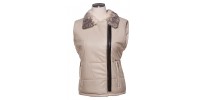  Leather lamb sleeveless vest with mink collar.